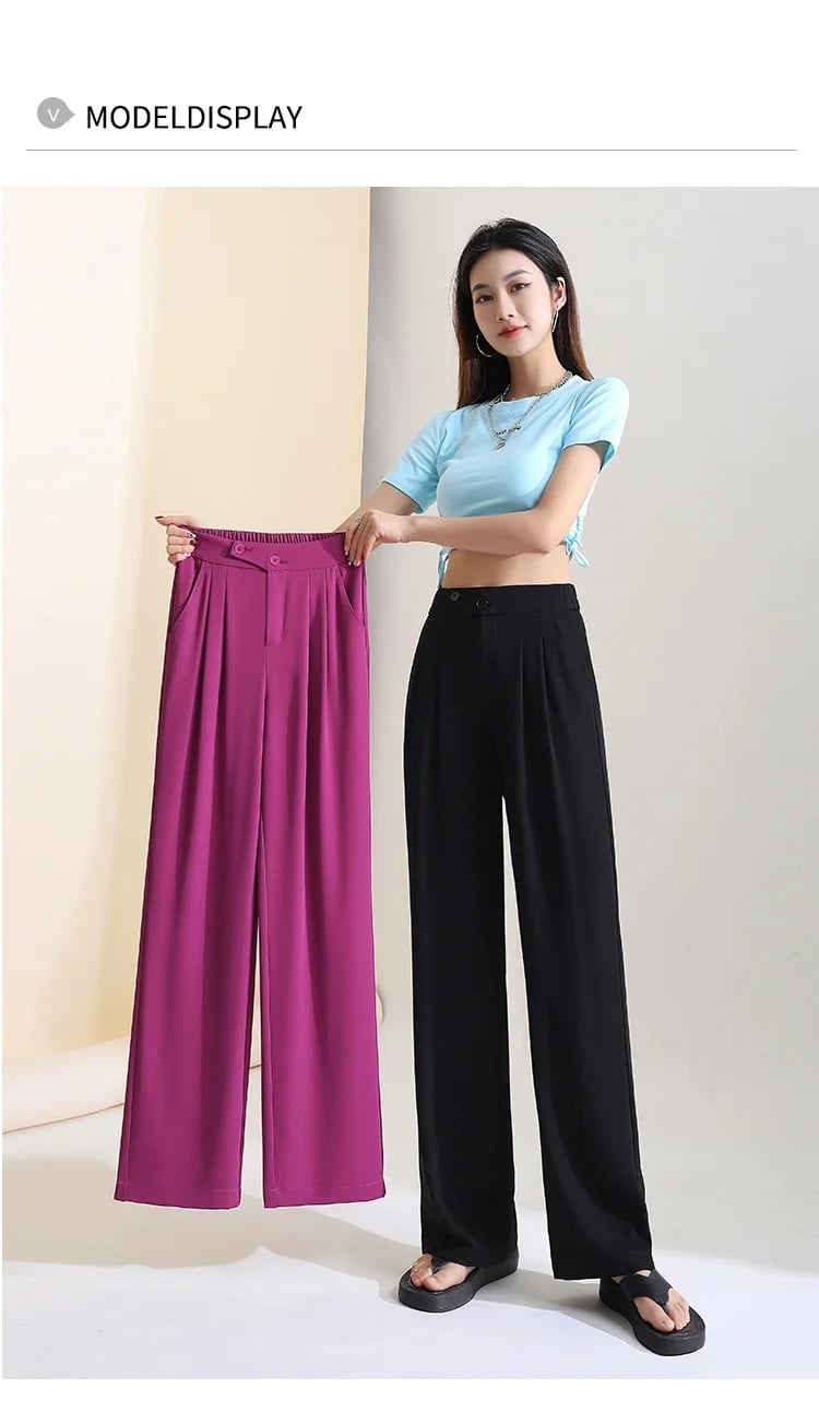 Figure-flattering versatile high-waisted wide leg pants (Pack of 2)