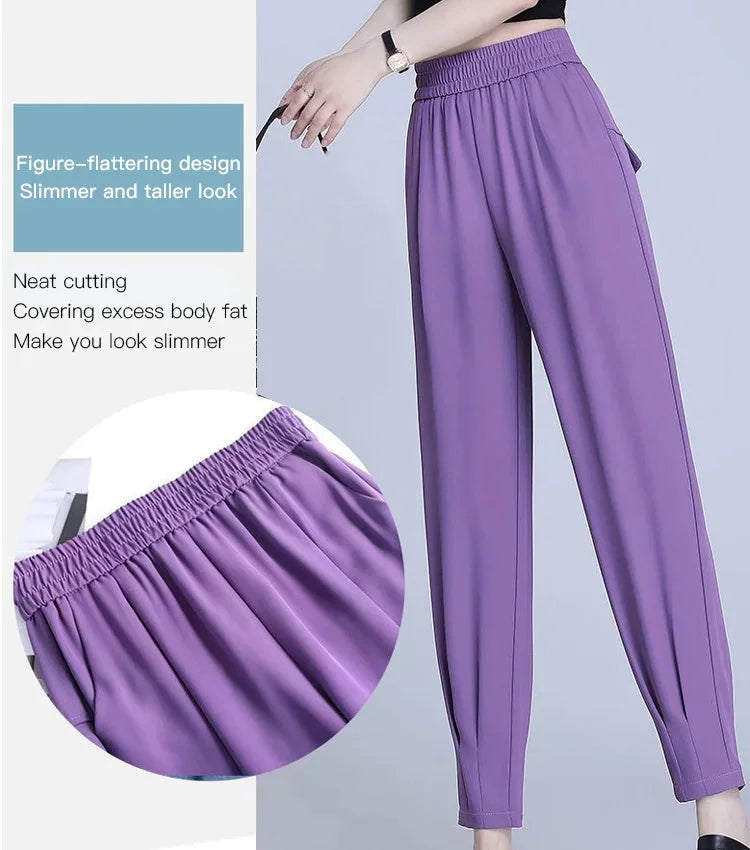 Colorful Loose Lightweight Ankle-length Pants for Women ( Pack of 2 )