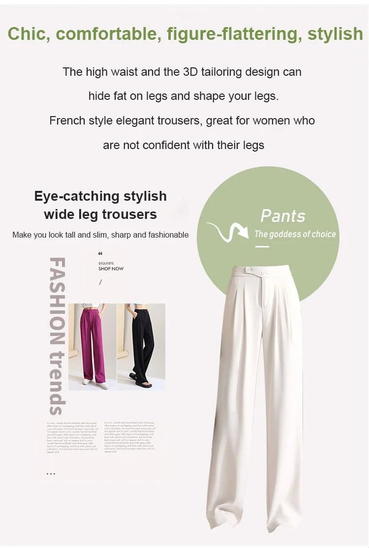 Figure-flattering versatile high-waisted wide leg pants (Pack of 2)